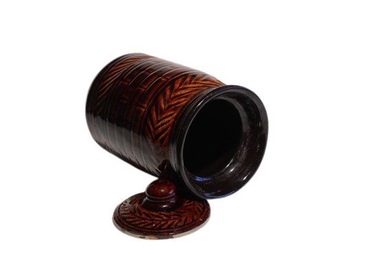 Handmade Ceramic Round Jar 1000ml Handmade Chocolate Brown Barani 