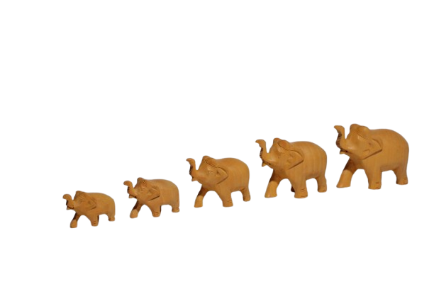 Vins Traditional Wooden Elephant Set of 5 