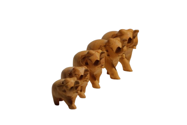 Vins Traditional Wooden Elephant Set of 5 