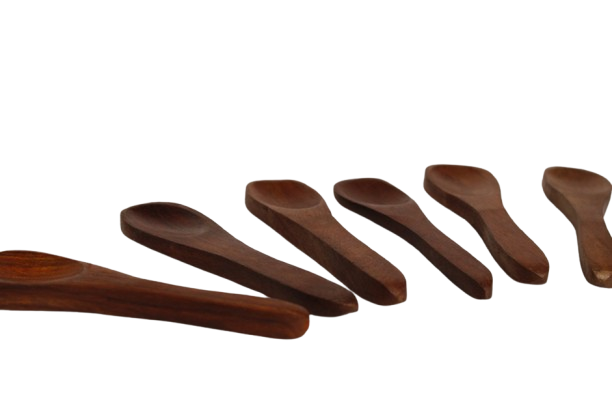 GIVIEO Naturals Ice-Cream Sugar Salt Small Wooden Masala Spoon / Coffee Spoon / Tea Spoon / Sugar Spoon /Table Spoon Set  (Pack of 10)