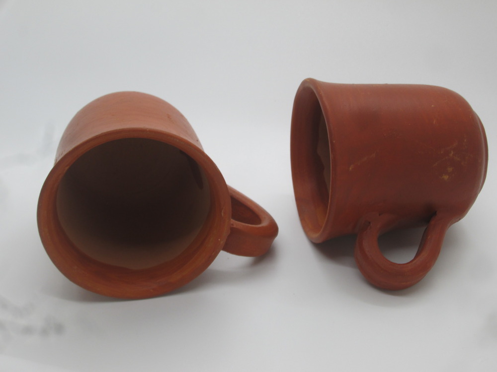 Handmade Clay Cups Set of 2, 150 ML Earthen Glass for Drinking Water Milk Tea Coffee Serving Cup Mitti Ke Glass