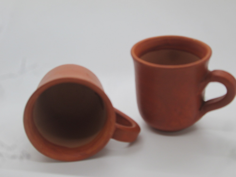 Handmade Clay Cups Set of 2, 150 ML Earthen Glass for Drinking Water Milk Tea Coffee Serving Cup Mitti Ke Glass