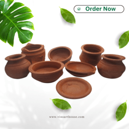 Earthen Clay Medium Size Miniature Cookware for Cooking | terracotta Kitchen Play Set ( 8 pieces in A set )