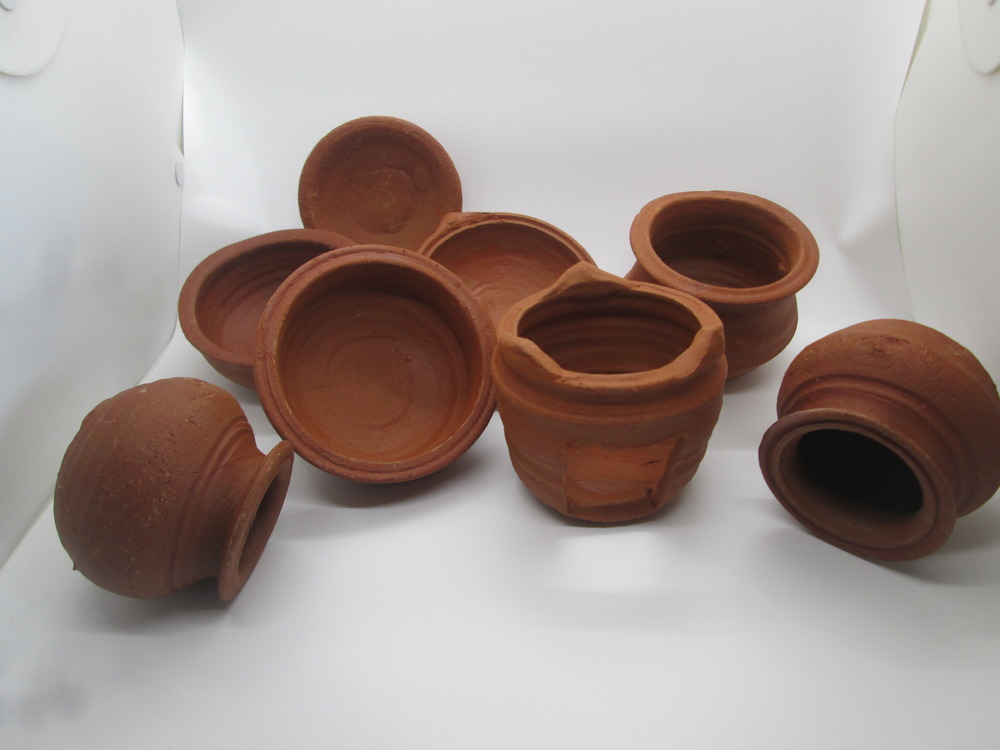 Earthen Clay Medium Size Miniature Cookware for Cooking | terracotta Kitchen Play Set ( 8 pieces in A set )