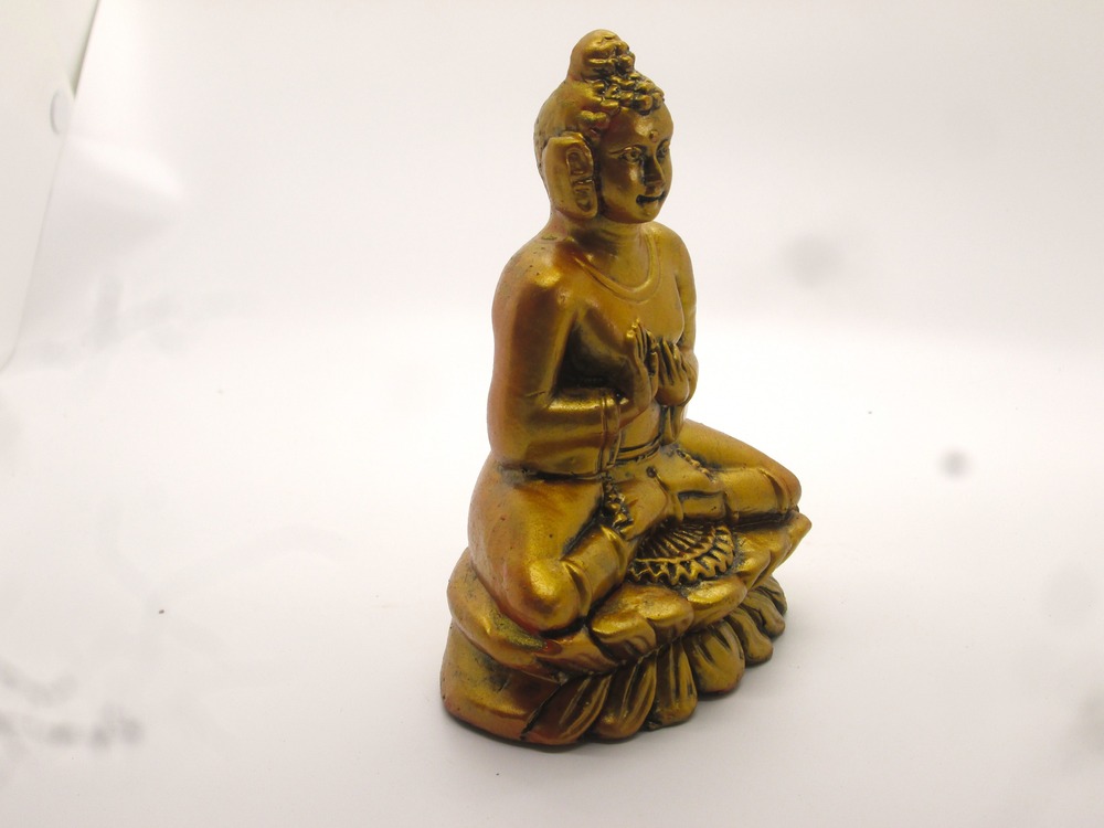 Terracotta Clay Gold Colored Buddha Status for Home Decor Showpiece  