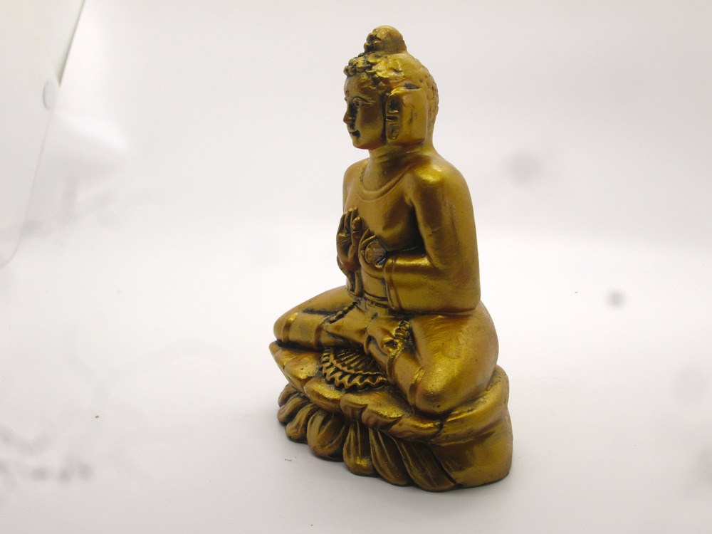 Terracotta Clay Gold Colored Buddha Status for Home Decor Showpiece  