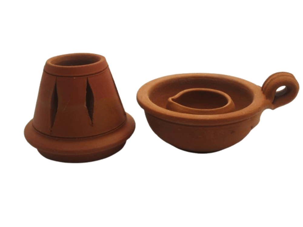 Agal Vilakku with lid in clay clay diya with cover diya with lid Pack of 2