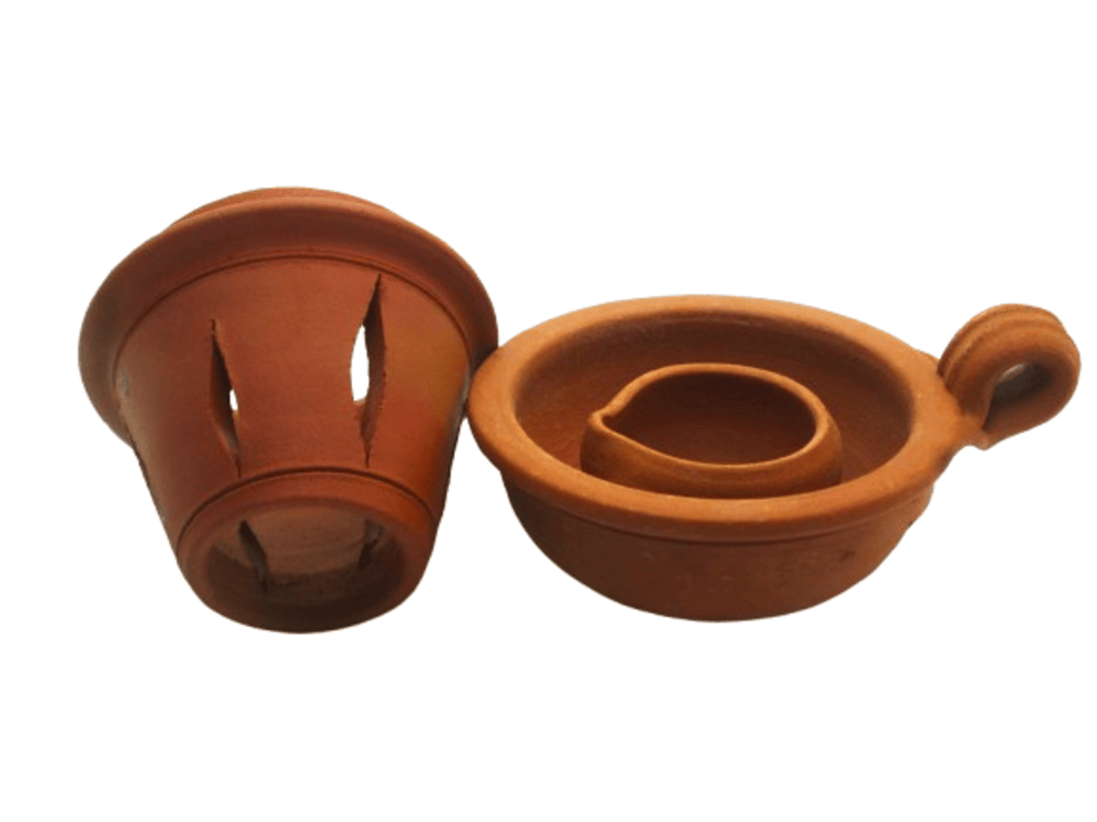 Agal Vilakku with lid in clay clay diya with cover diya with lid Pack of 2