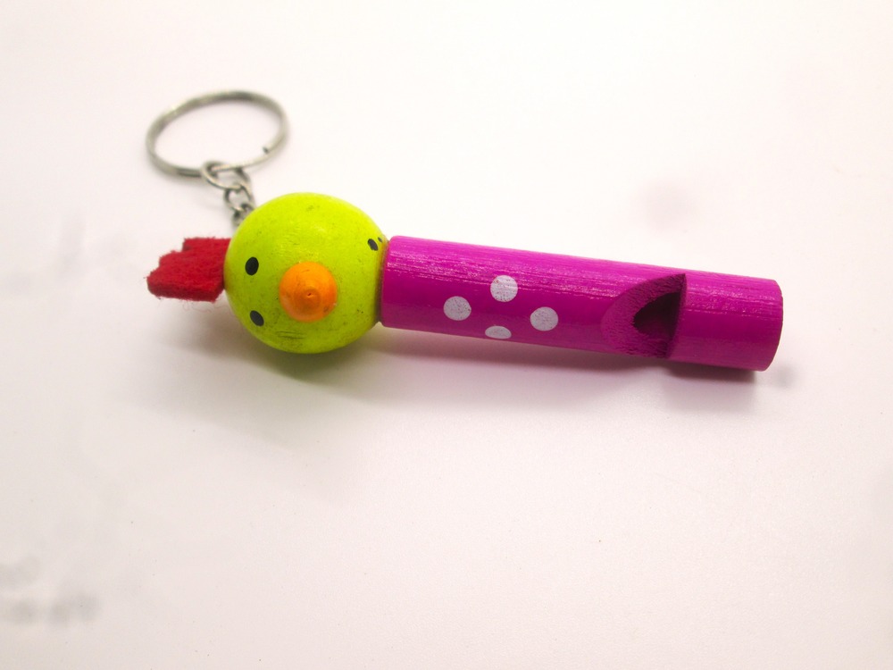 Mann Vaasam Pink Colour  Wooden Whistle Key Chain For Kids Set of 2