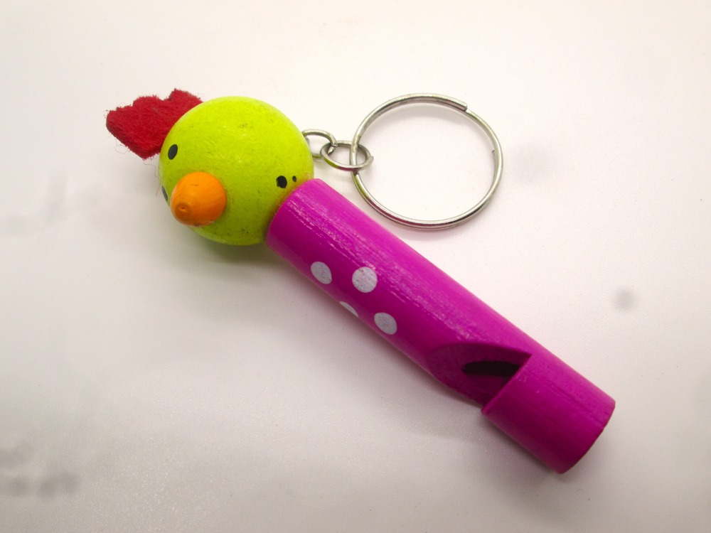 Mann Vaasam Pink Colour  Wooden Whistle Key Chain For Kids Set of 2