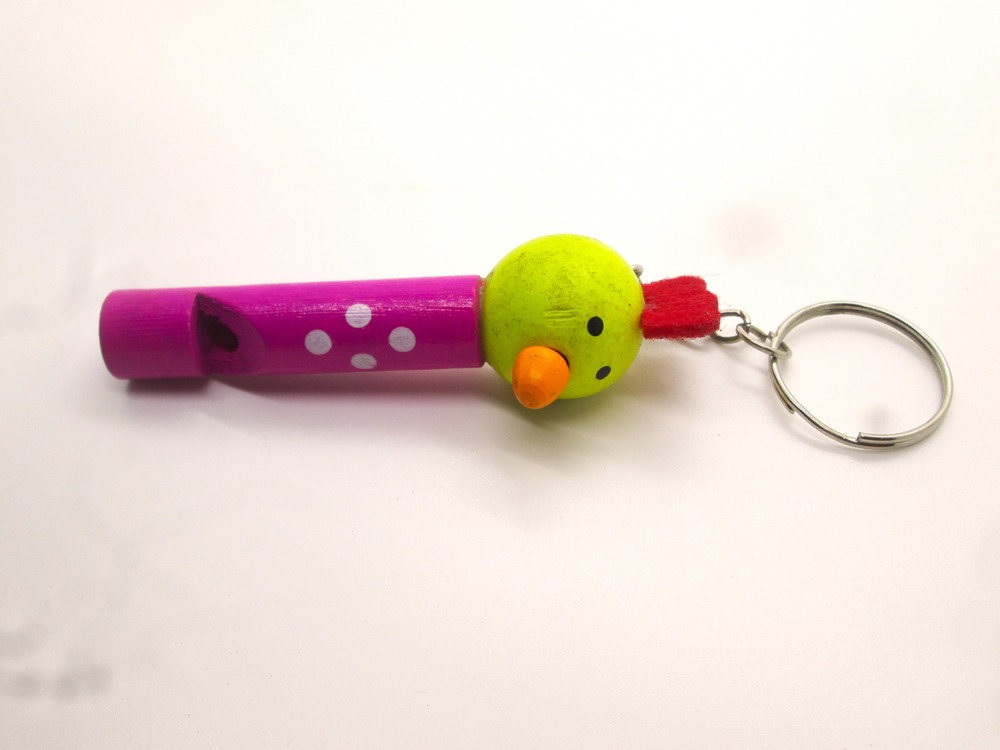 Mann Vaasam Pink Colour  Wooden Whistle Key Chain For Kids Set of 2