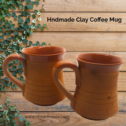 Natural Clay Milk | Big Coffee Mug | Terracotta Handmade 250 ml set of 2