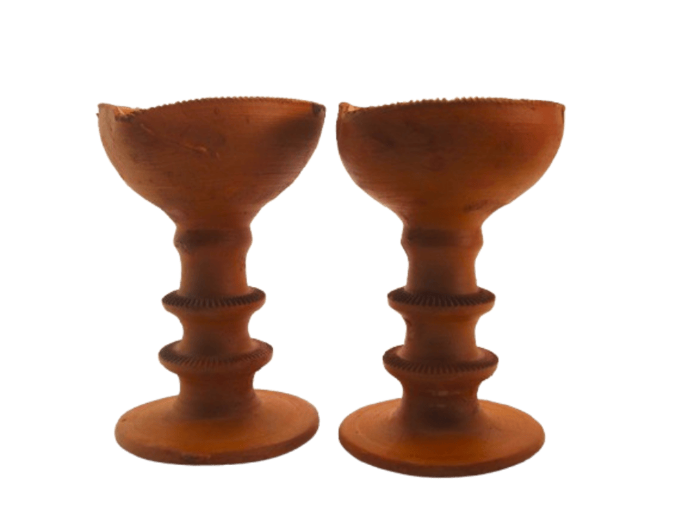 Terracotta Standing Table Decor Diya | Festival Decor Handmade Clay Diya | Earthen Oil Lamp Diya | Pack of 2