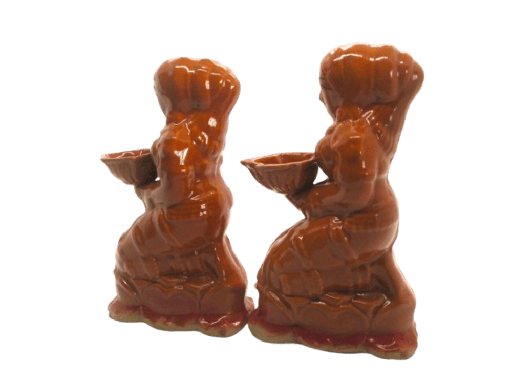 Medium size Ceramic Pavai Vilakku | Ceramic Vilakku for Puja & Festival Pack of 2 