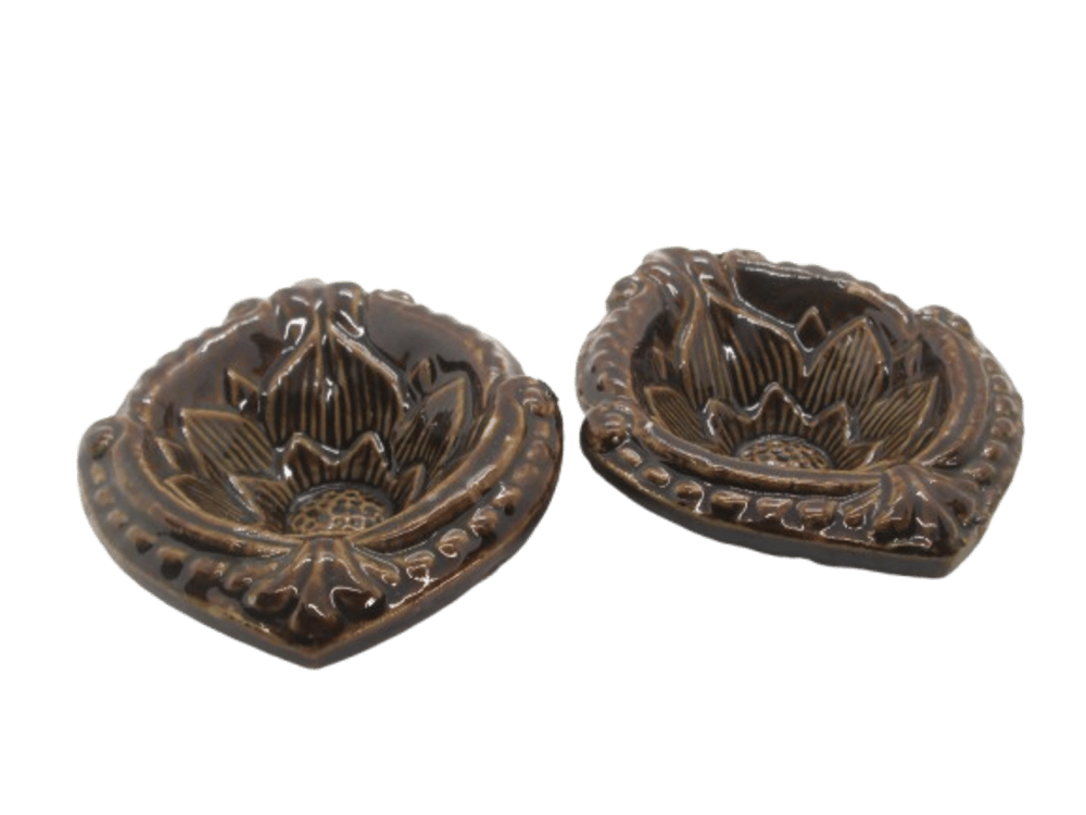  Vins Diwali festival relegions puja pooja Ceramic | Pack of 2 | Table Diya Set  