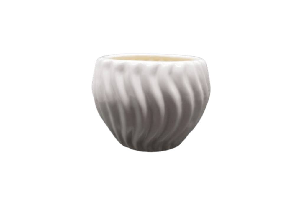 White Color Ceramic Plant Pot | Ribbed Design Pot | Indoor Plant Pot 