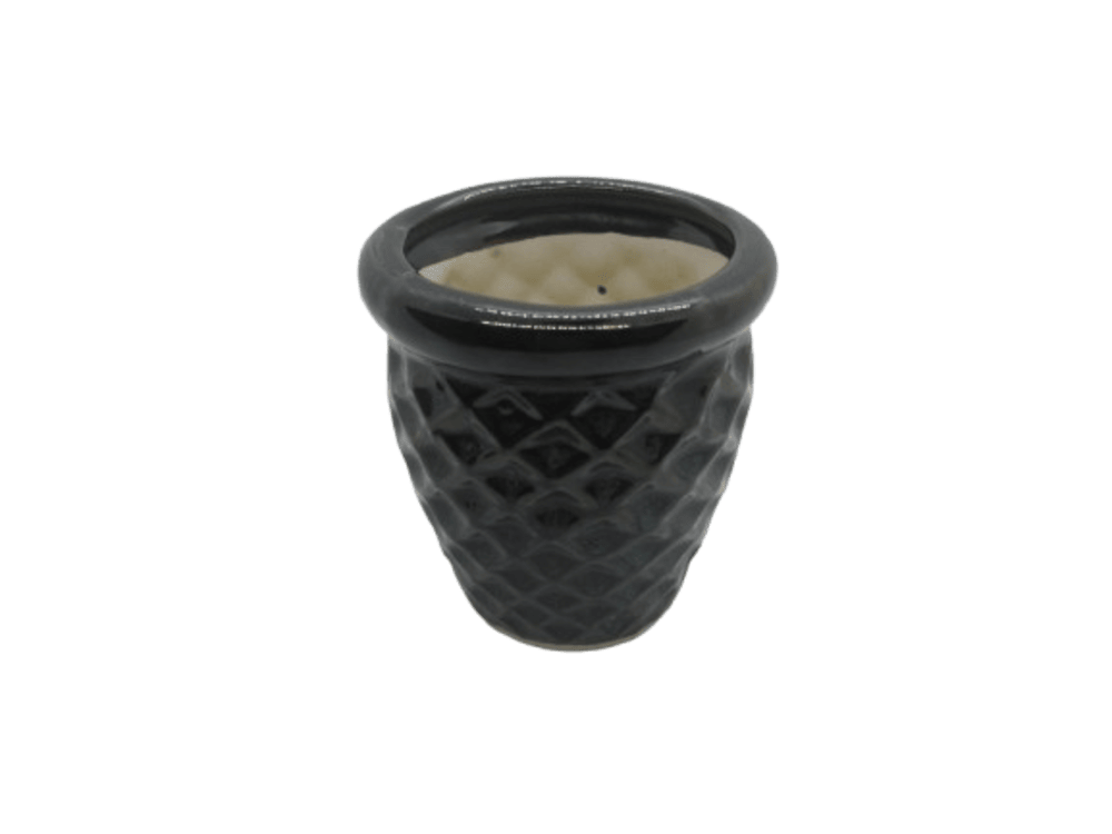 Black Color Table Top Ceramic Pot 4 inch