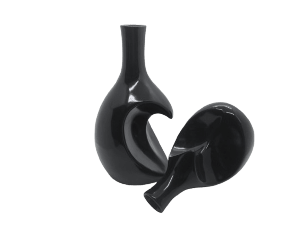 Black  Ceramic Vase Set of 2 Heart Shaped vase | Farmhouse Decor | Home Decor | Vases for Your Bedroom | Office | Living Room | Bathroom