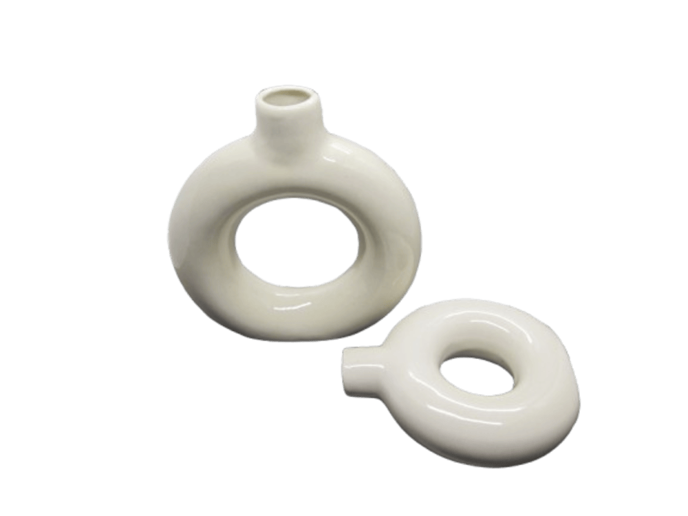  Ceramic Donut White| Ceramic Pot and vase Handcrafted| Round Shaped Set of 2