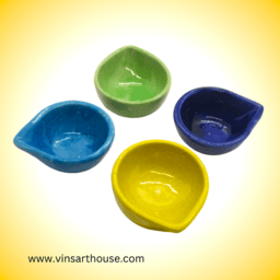 Multicolor Ceramic Deepam Agal Vilakku Set of 4