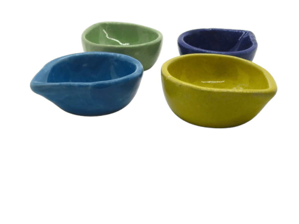 Multicolor Ceramic Deepam Agal Vilakku Set of 4