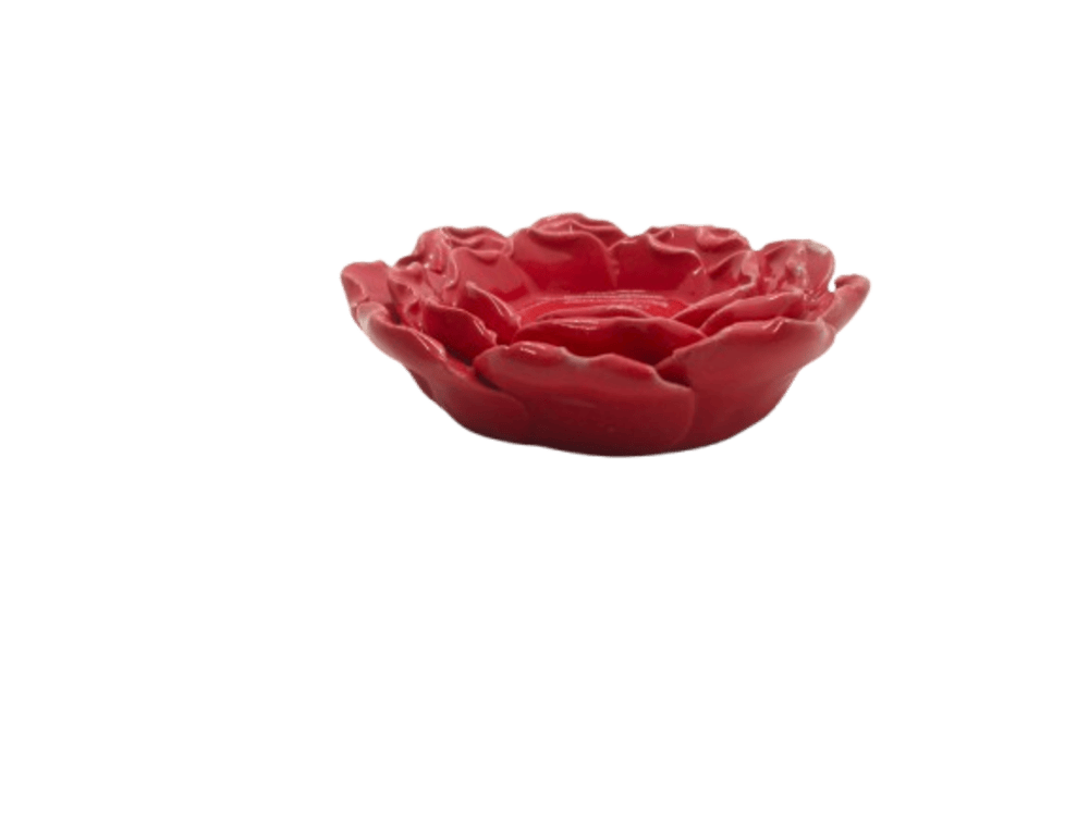 Ceramic Flower Candle Holder Lotus tealight Holder | Red 