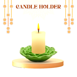 Ceramic Flower Candle Holder Lotus tealight Holder | Green