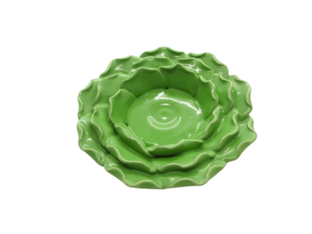 Ceramic Flower Candle Holder Lotus tealight Holder | Green