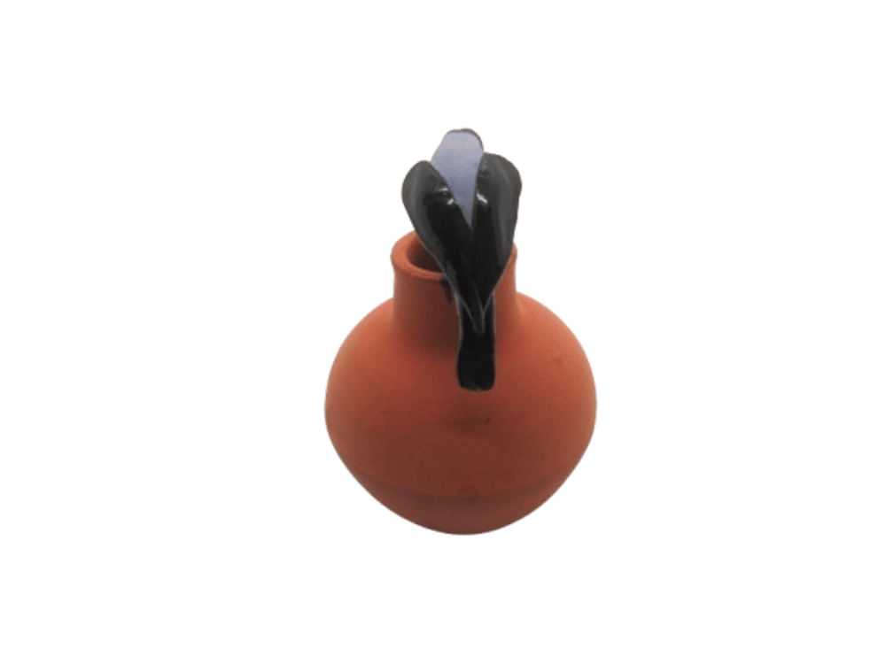 VAH Home Decoration Handicraft for Livingroom Office Miniature Clay Crow Clay Bird on Pot Decorative Showpiece