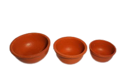 Earthenware Serving Bowl Set With Lid Pack of 3 Brown