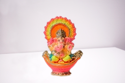 VAH Handicraft Terracotta Laxmi Murti & Laxkmi Ji with Singhasan Clay Lakshmi for Diwali & Golu Idols Puja