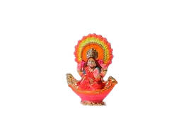 VAH Handicraft Terracotta Laxmi Murti & Laxkmi Ji with Singhasan Clay Lakshmi for Diwali & Golu Idols Puja