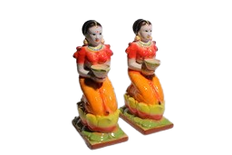 VAH Navaratri Golu Dolls Ceramic big Paavai Villakku set of 2