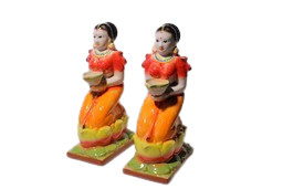 VAH Navaratri Golu Dolls Ceramic big Paavai Villakku set of 2