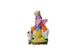 Clay Cow Krishna Idol Multicolor Navaratri Golu Doll 7 Home Decor Showpiece   