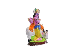 Clay Cow Krishna Idol Multicolor Navaratri Golu Doll 7 Home Decor Showpiece   