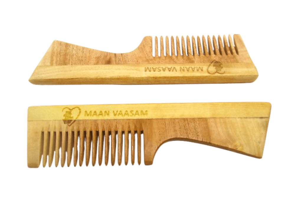 MAAN VAASAM Neem Wooden Handle Comb for Anti Dandruff And Anti Hair fall
